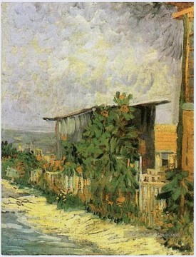 Chemin de Montmartre avec Tournesols Vincent van Gogh Peinture à l'huile